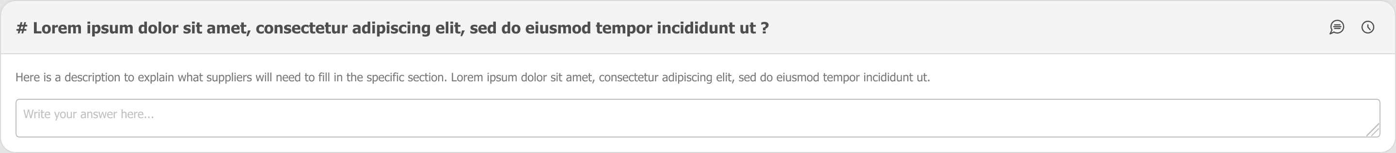 SupplyProof question card in an empty unanswered state